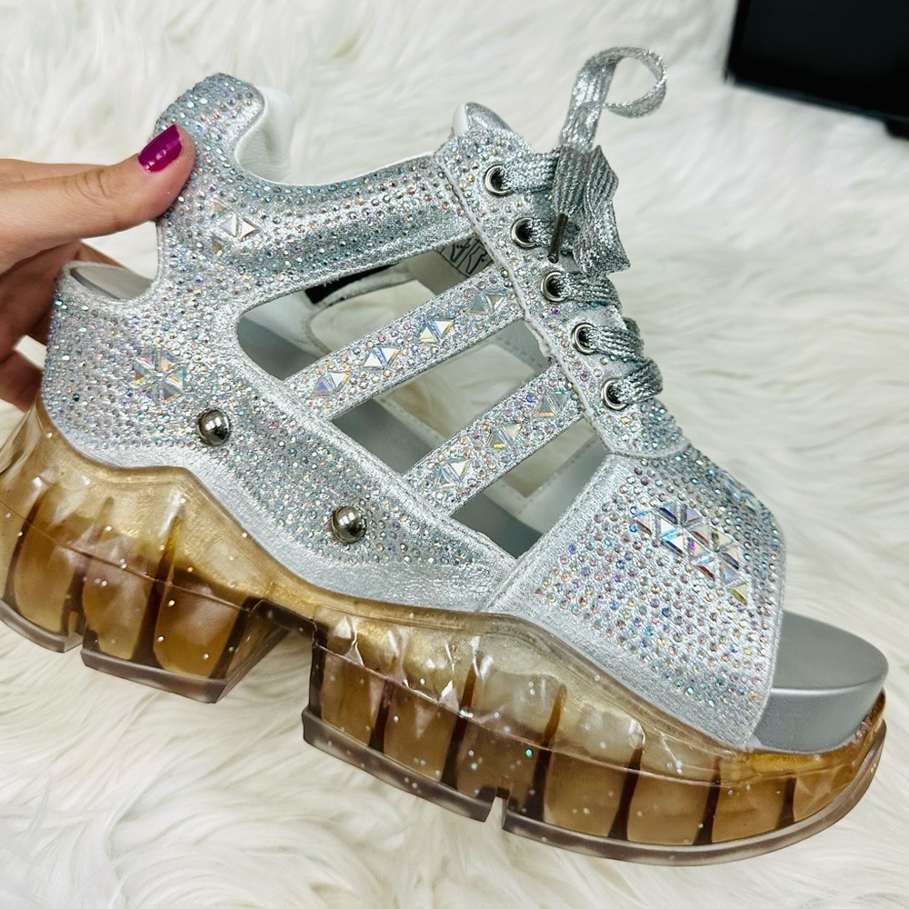 Anthony Wang Chunky Silver Gem Sandal - Picture 5 of 6